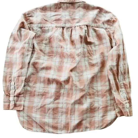 Madewell Pink Plaid Ladies Top Size XS Button Up Long Sleeve Beach Boho - Picture 5 of 6